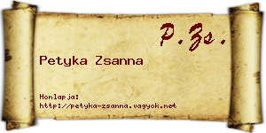 Petyka Zsanna névjegykártya